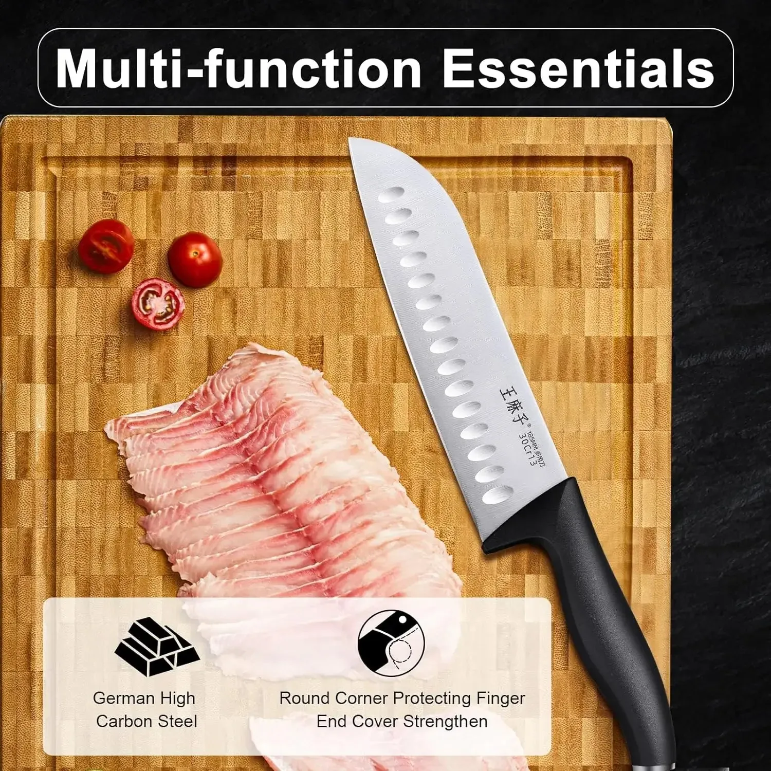 

8inch Sharp Kitchen Chef Knife, German Stainless Steel Razor Sharp Blade with Ergonomic Comfort Handle for Kitchen & Cooking