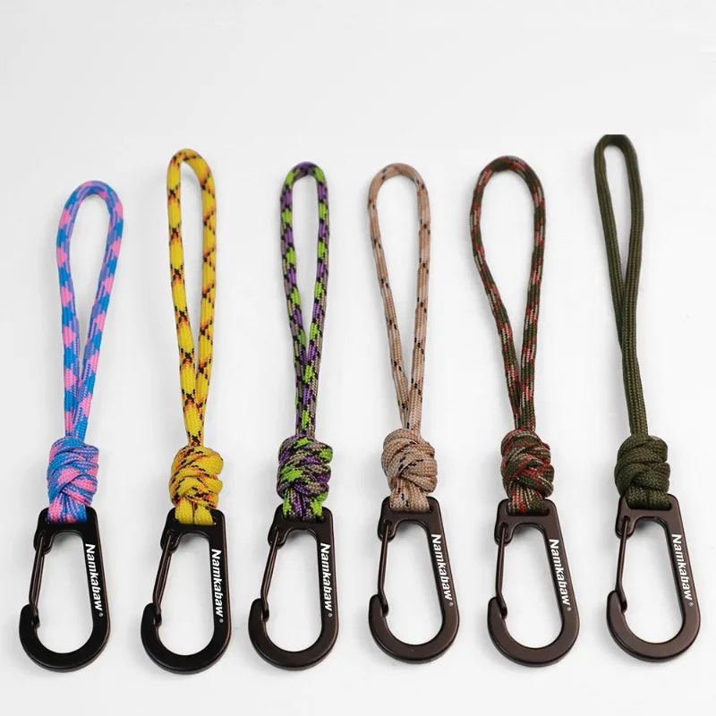 Hand Woven 7 Core Keychain Hanging Strap Anti lost Multifunctional Safety Carabiner for Outdoor Camping