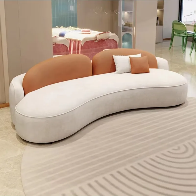 

High-end Club Arced Sofa Beauty Salon Curved Sofa Design Hotel Lobby Reception Sofa+chair+table Furniture Set