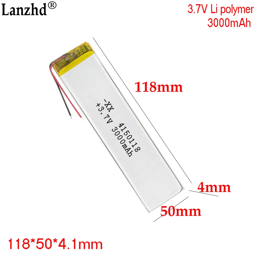 

3.7V rechargeable polymer lithium battery For wireless keyboard Long strip battery 4150118 3000mah