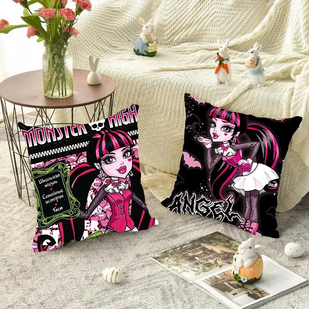 1pc Monster Anime H-High Draculaura Pillow Case Square Pillow Bedroom Sofa Leisure Comfort Cushion Car Living Room Home Decor