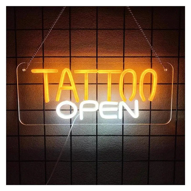 Tattoo Neon Sign, Neon Lights For Tattoo Salon Studio Shop Bedroom Pub Man Cave Decor 38cm×15.6cm