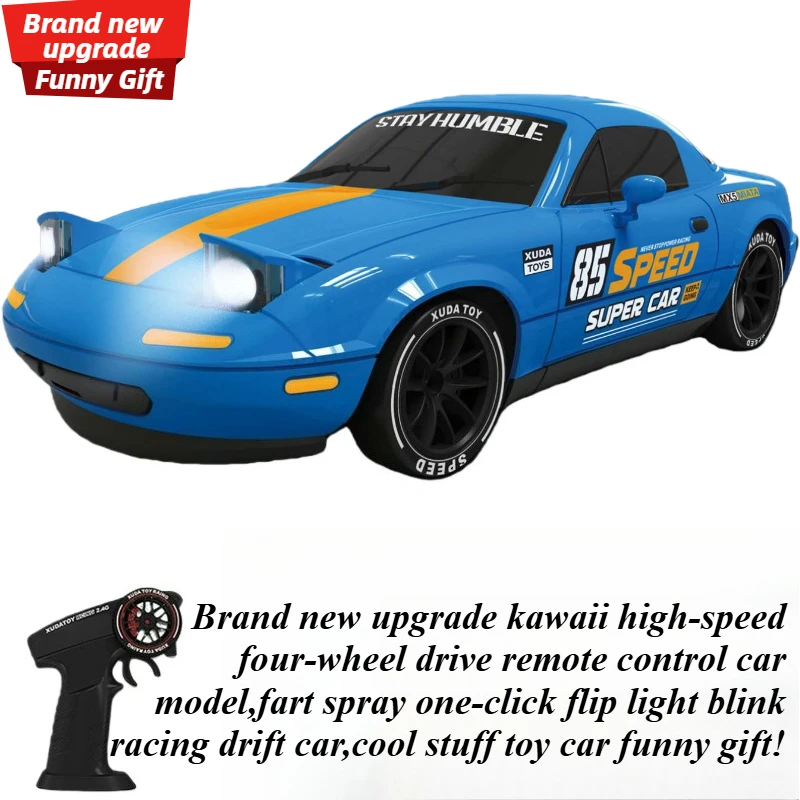 Cool Stuff Funny Gift-Kawaii High-speed 4WD Rc Drift Car,Remote Control Car,1-click Flip Light Fart Spray Rc Cars,Toys for Kids