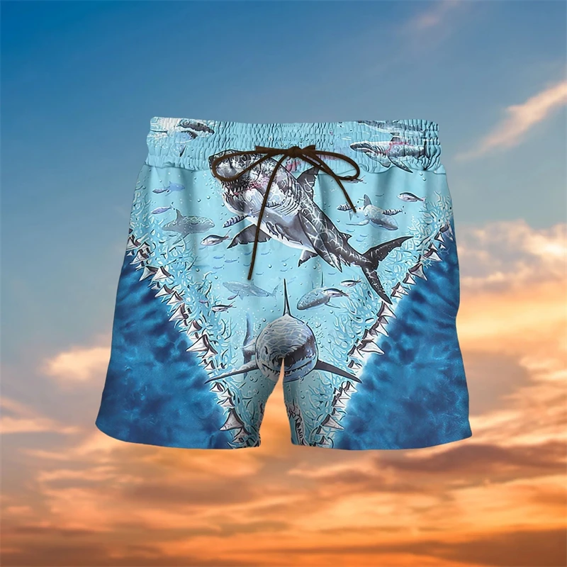 Shark Graphic Beach Shorts Mens 3D Printed Surfing Board Shorts Summer Hawaii Swimsuit Hawaiian Oversized Trunks Man Ice Shorts