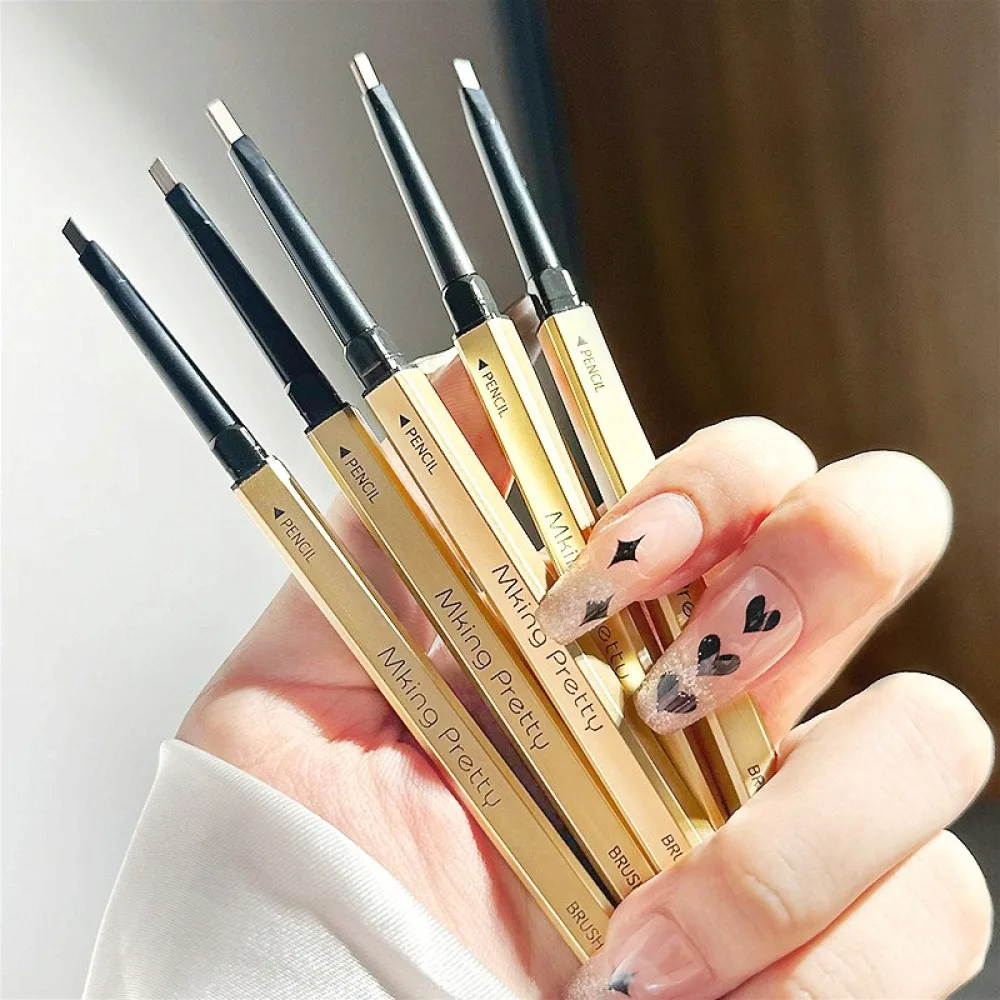 ดินสอเขียนคิ้วสีน้ำตาลพร้อมแปรง – ดินสอเขียนคิ้วแบบสองหัวสำหรับการแต่งหน้าทุกวัน ลุคธรรมชาติ และเบลนด์ง่าย