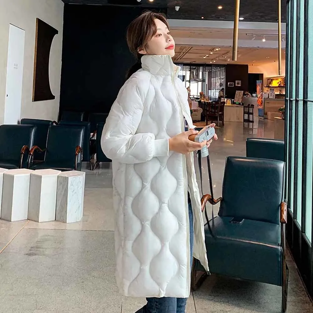 Winter Coat for Women Parka Women\'s Long Standing Collar 2022 Winter New Korean Bright Face Over Knee Jacket Winter Parkas