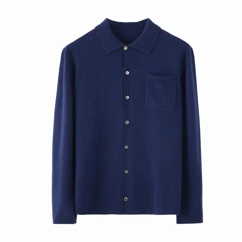 

Кардиган из 100% чистого кашемира с воротником-поло, свободная трикотажная рубашка Joker, повседневное тепло.