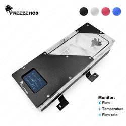 FREEZEMOD Intelligent Water Tank LCD Flowmeter Reservoir RPM Flow Speed Temperature Electrical DATA Monitor 150ml MOD BOX-ZNSX