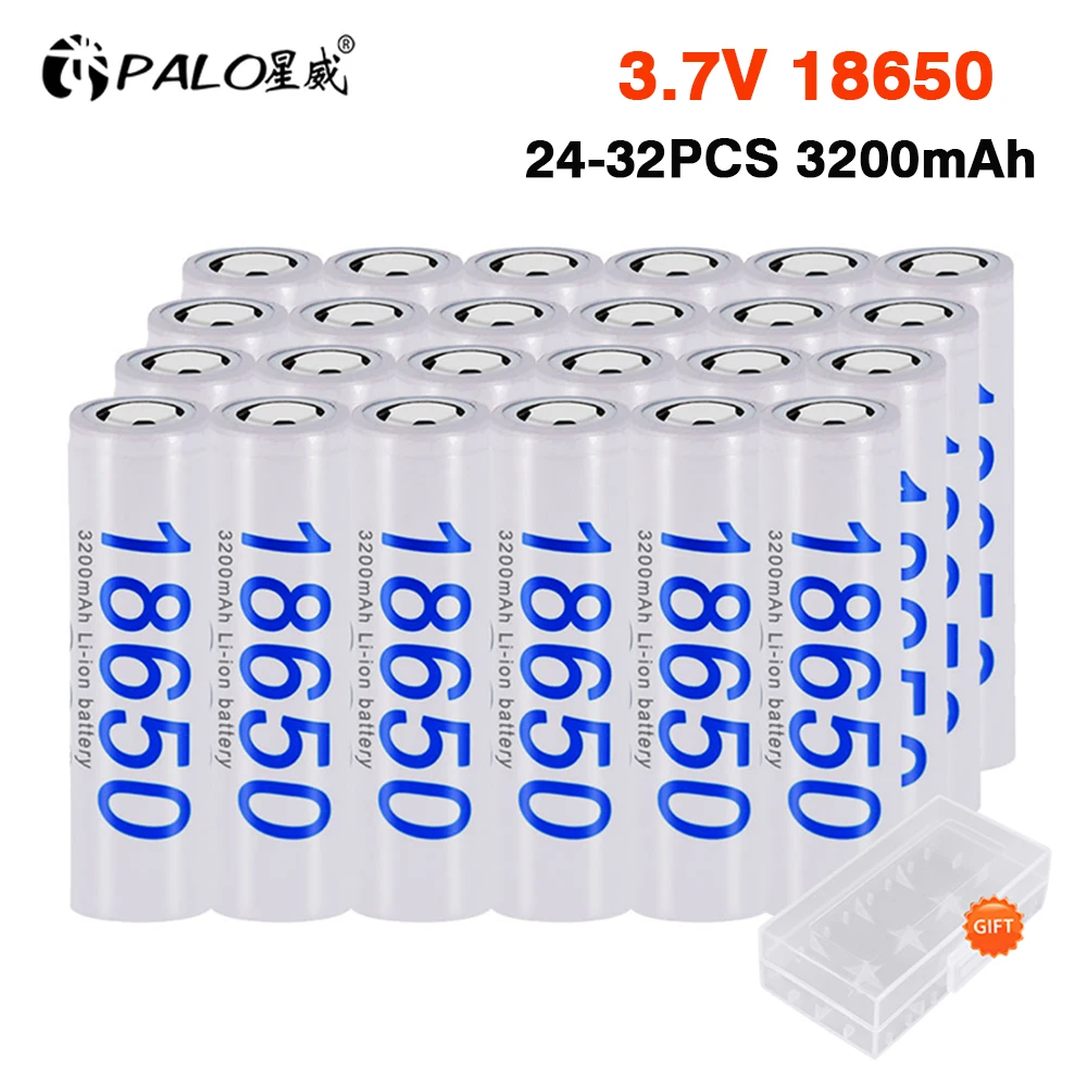 

PALO 16-28PCS 18650 Battery 3.7V NCR18650 Lithium Li-ion Rechargeable Battery 18650 For Flashlight batteries(NO PCB)