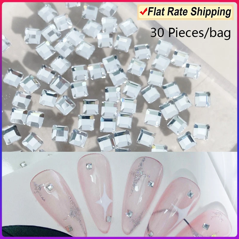 

（Buy in Bulk Pay One Shipping Fee Only) 30 Pieces Cube Shape Nail Rhinestones for Nail Art Designs 2mm 3mm 4mm Nail Charms