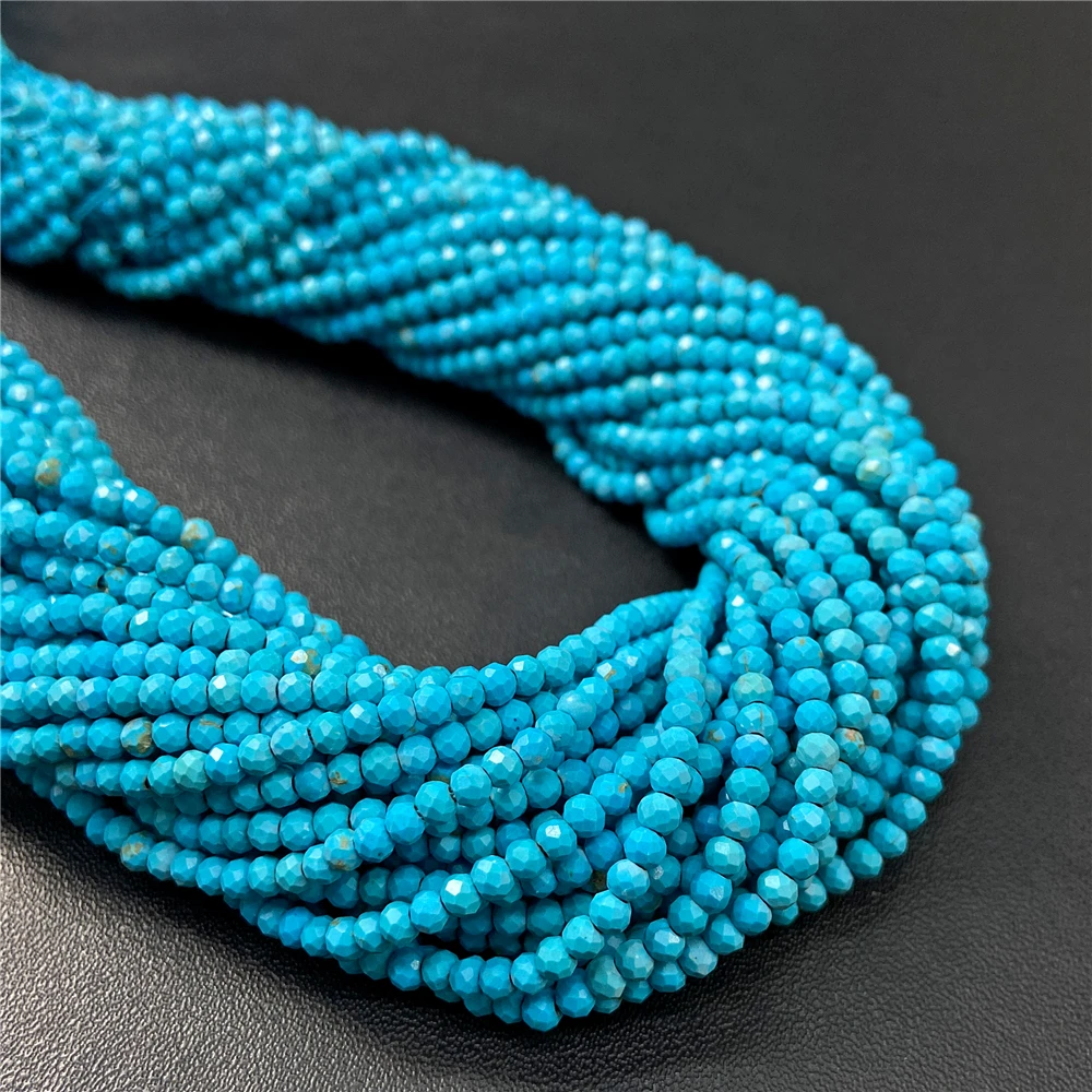 Mini Blue Turquoise Stone Bead Faceted 2 3mm Loose Spacer Beads For Jewelry Making Bracelet Necklace Handmade Accessories 38cm