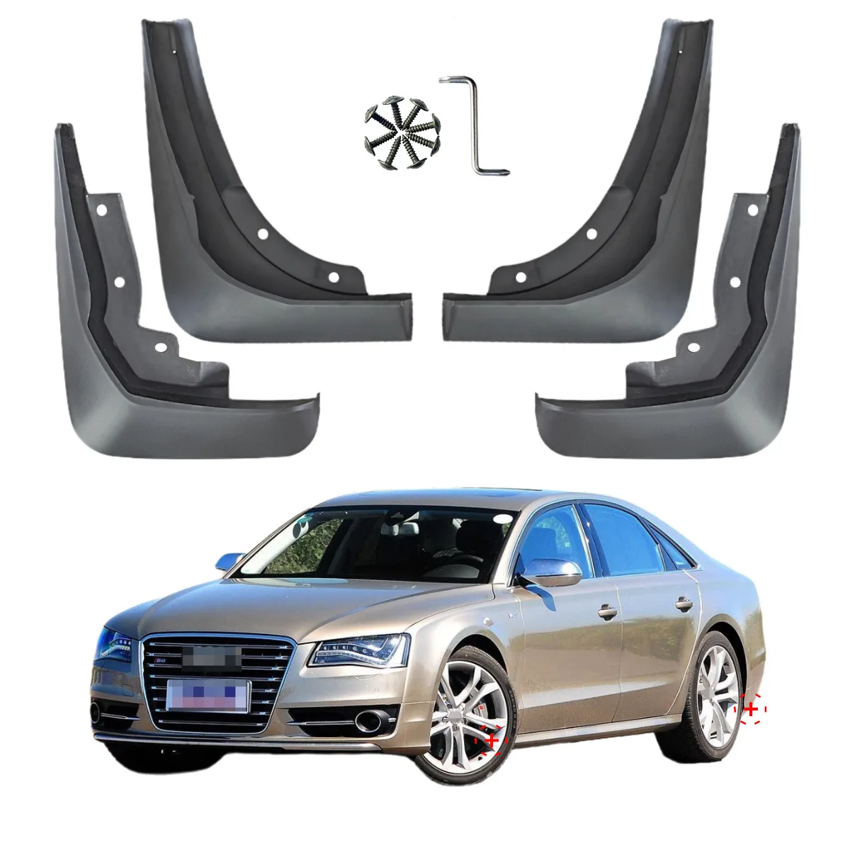 For Audi A8 D4 Sline Edition S8 MudFlaps Splash Guards Audi A8 D4 Sline Mudguards 4pcs 2010-2017