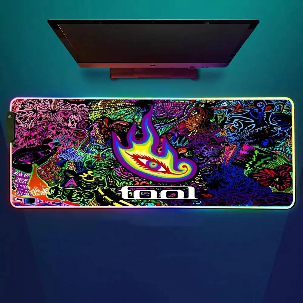 Famous USA Band Tool Mouse Pad RGB Gaming Mouse Pad Desk Mat HD Gamer Large LED Light XXL MousePads