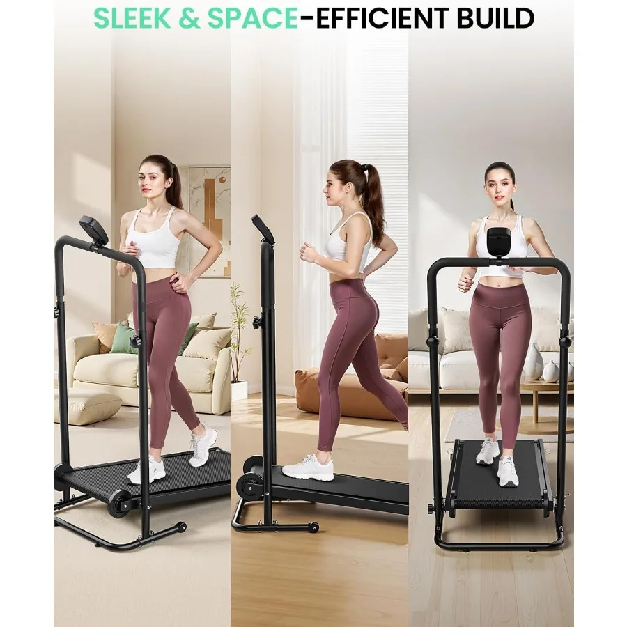Dual Flywheel Manual Treadmill - Incline Non-Electric for Gym/Home, Steel Frame, Black, Smooth Belt Motion Low-Impact Workout
