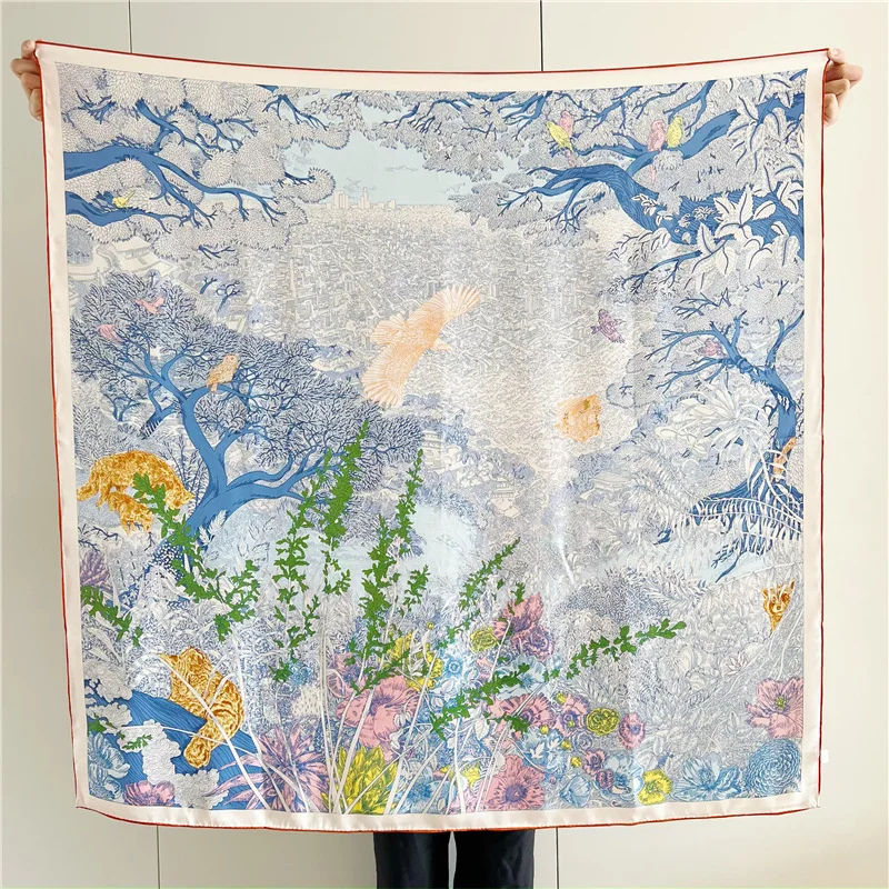 

Satin Silk Scarf Luxury Herms Rolled Bandanas 110CM Oversized Square Shawls Hair Neck Belt Scarves Satin Soft Hijab 110cm