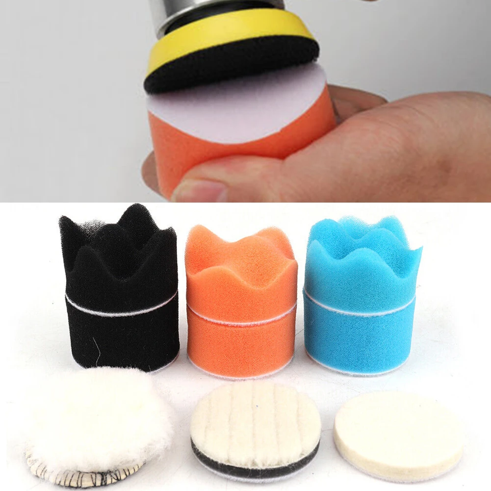 For Auto Car Detail Polishing Flat Foam Pad Wave Foam Pad 26mm 50mm 9pcs Black Orange Blue White Foam Waxing Buffing