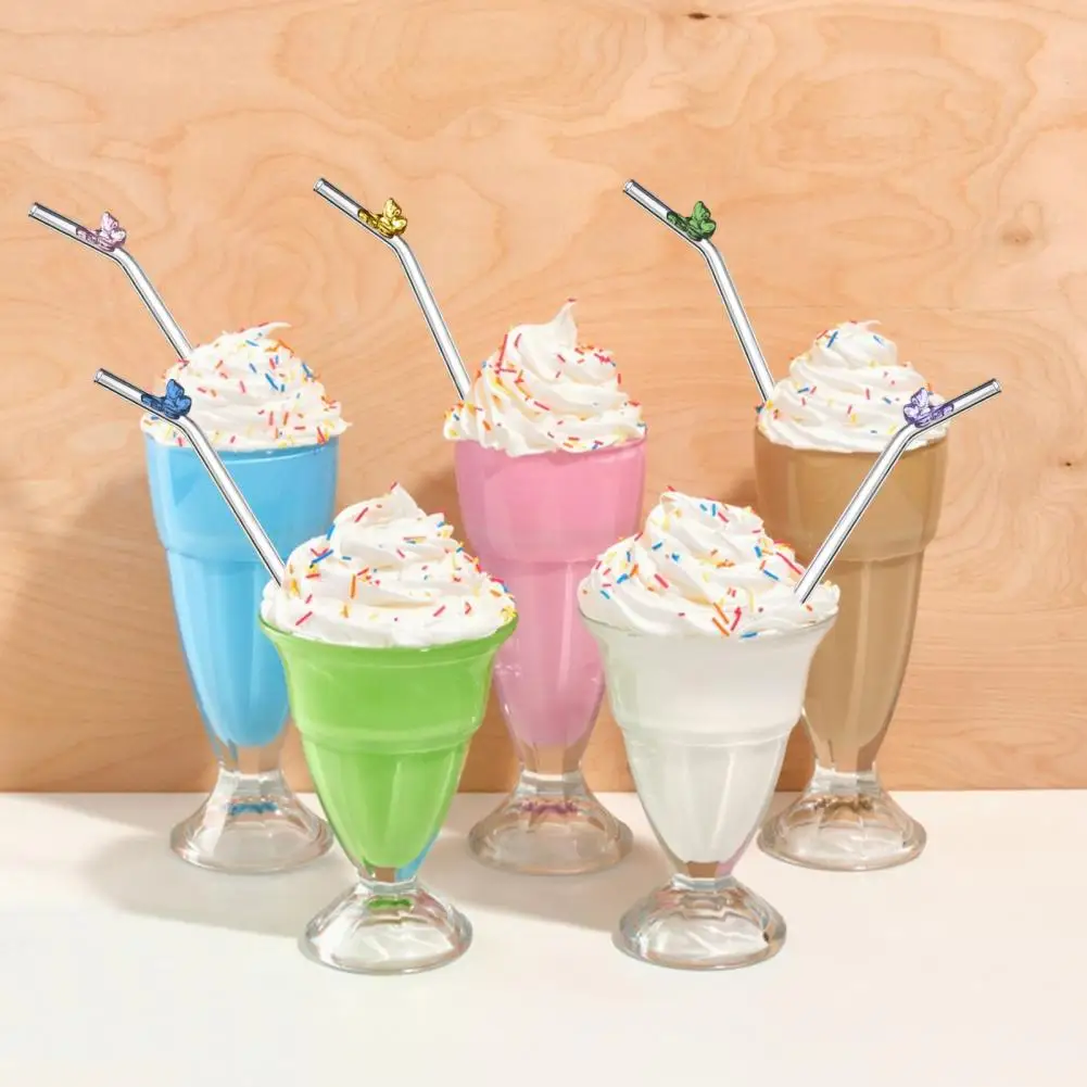 Glass Straw Borosilicate Glass Drinking Straw Colorful Butterfly Design Glass Reusable Straws Heat-resistant Borosilicate Straws - Image 2