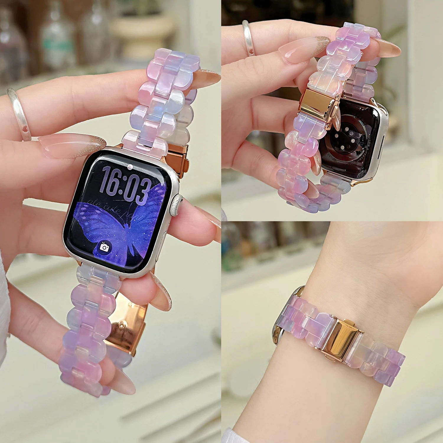 Jelly colored resin strap for Apple Watch S11 10 9 46 45 44 42-38mm girl strap for iwatch 8 7 6 SE-1