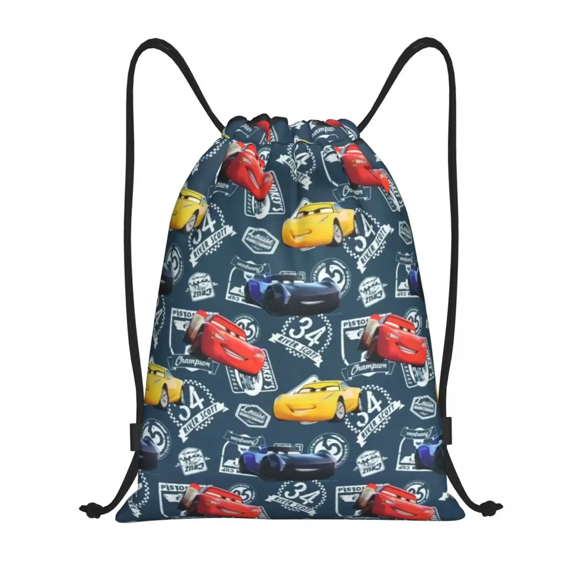 Custom Lightning McQueen Car Racing Drawstring Backpack Women Men Sport Gym Sackpack Portable Training Bag Sack