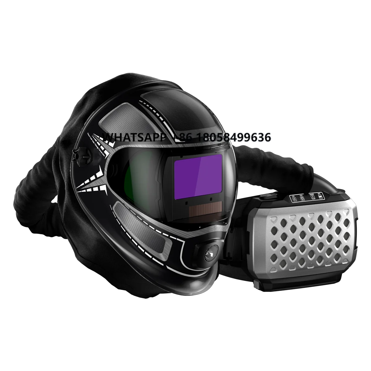 

ANDELI Welding Helmet with Light,Panoramic 180° Large Viewing Powered Air Purifying Respirator Auto Darkening Welding Helmet