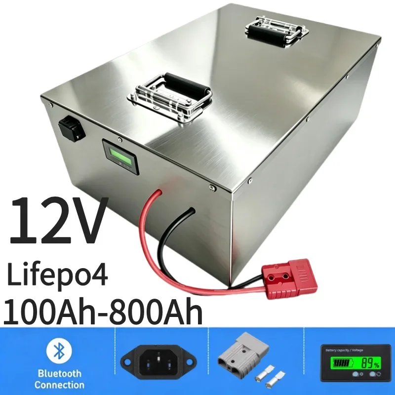 12V LiFePO4 Battery 100Ah-850Ah Deep Cycle Rechargeable Lithium Iron Phosphate Battery Long Life Deep Discharge for Solar Energy