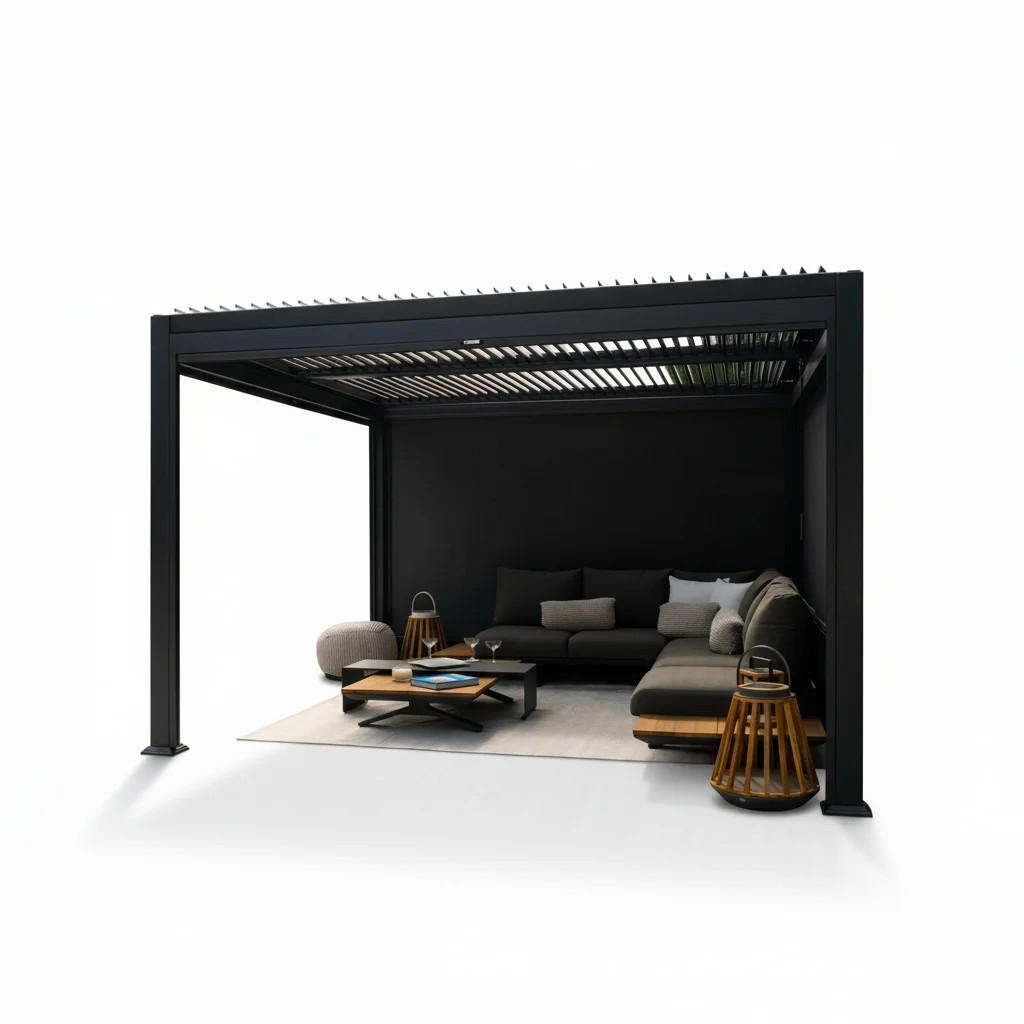 Bioclimatic Pergola, Aluminum Alloy 6063-T5 Motorized Louvered Roof, Waterproof, Remote Control Pergola Kit, Outdoor Sunshade