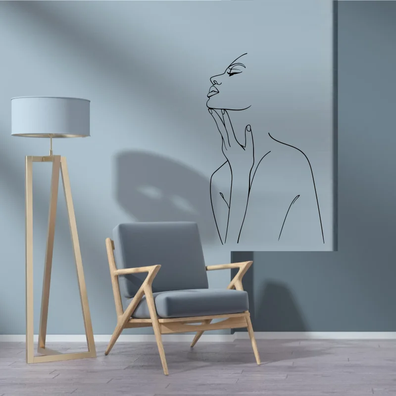 One line Drawing Wall Decal Beautiful woman wall decal. Home Beauty Salon Wall Decor Esthetician Decor