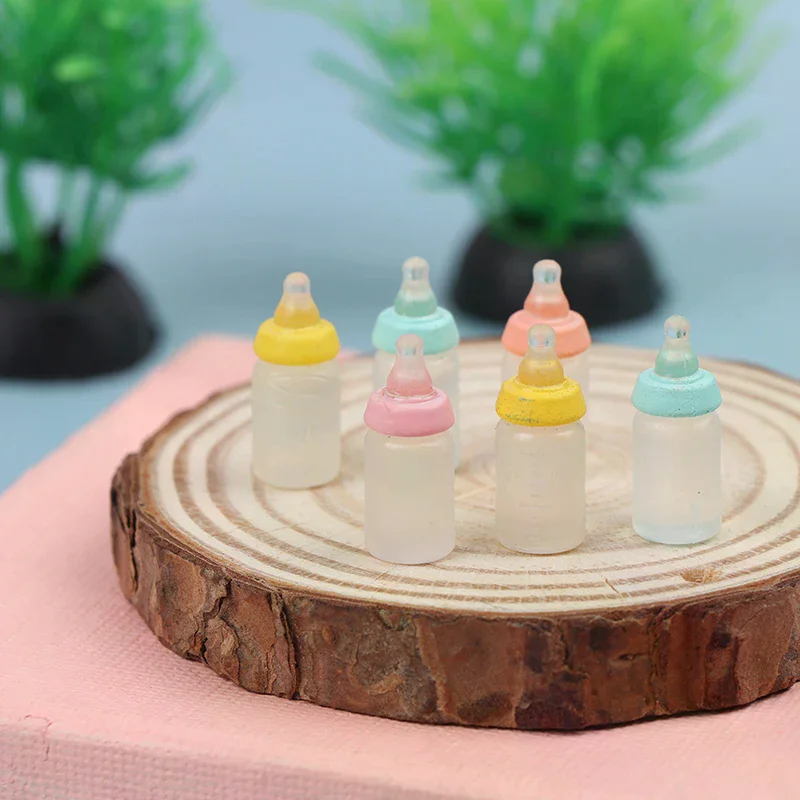 

6Pcs new Baby Bottle Model Doll House Decor high quality Resin toy 1:12 Dollhouse Miniatures Milk Bottle