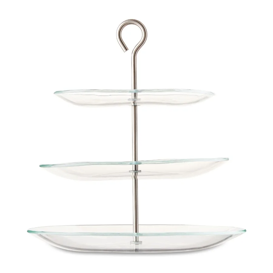 1 Count 12.8 x 13 IN Glass 3-Tier Dessert Stand by