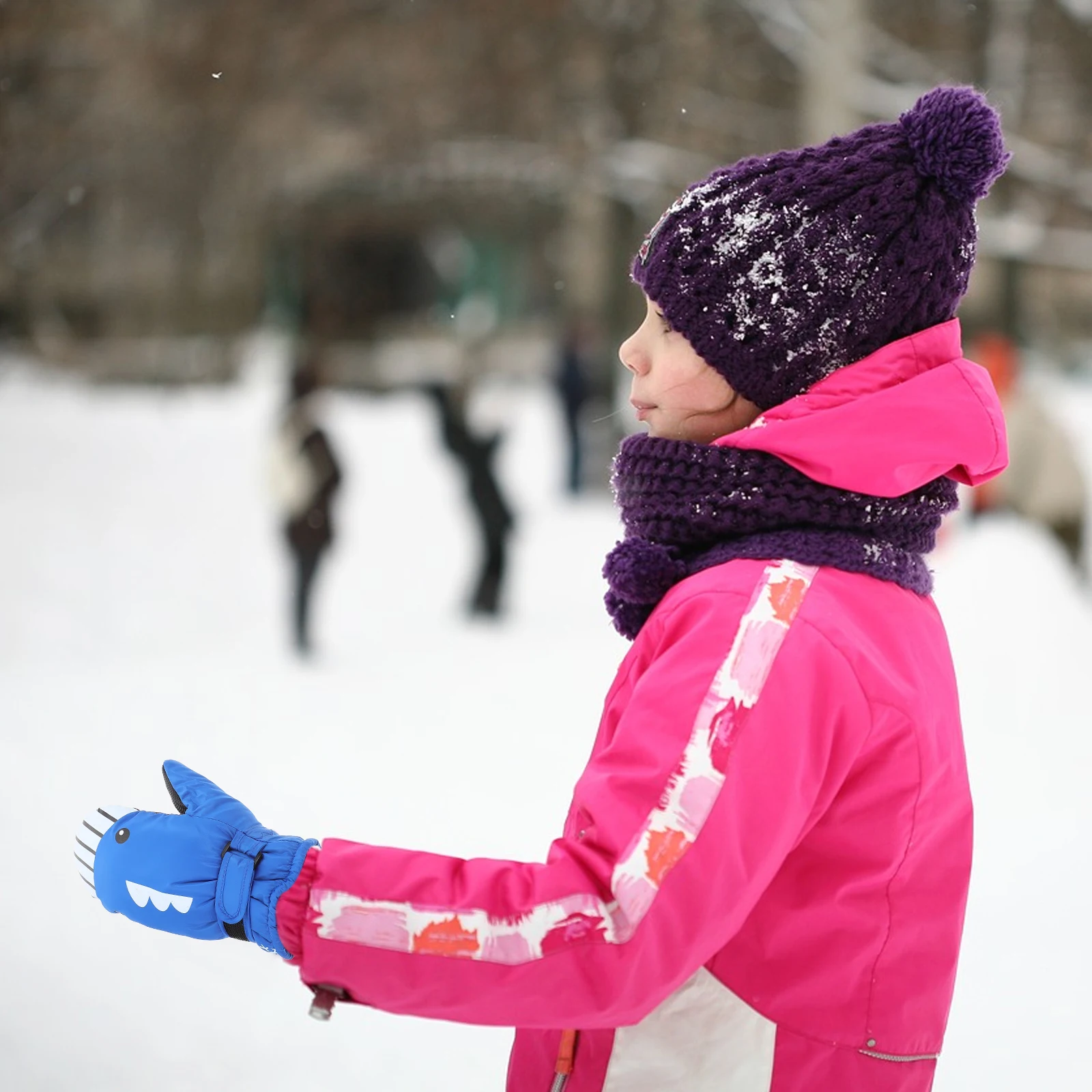 2 pezzi guanti da sci per bambini guanti invernali per ragazzi ragazze giovani caldi impermeabili modello cartone animato materiale spesso durata