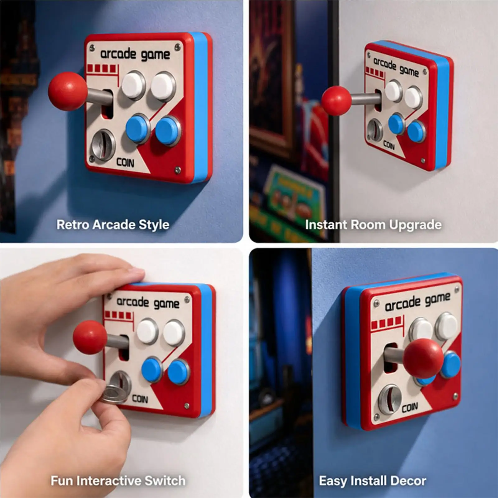 3D Printed Joystick Wall Switch Plate Creative Arcade Game Light Switch Cover Room Rocker Wall Plate Decorations Home Decor