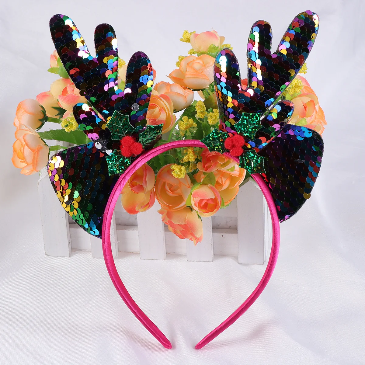 

Hair Bands Antler Headband Christmas Hoop Two-color Headdress Headwear Colorful