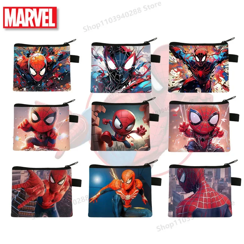 Dompet koin Disney Spiderman, dompet koin portabel motif kartun Anime, tas penyimpanan kunci koin untuk hadiah