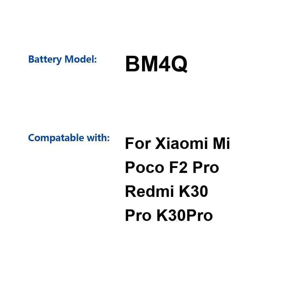 

Для Xiaomi MI Poco F2 Pro Redmi K30 аккумулятор мобильного телефона 4700 мАч высокой емкости стабильный BM4Q
