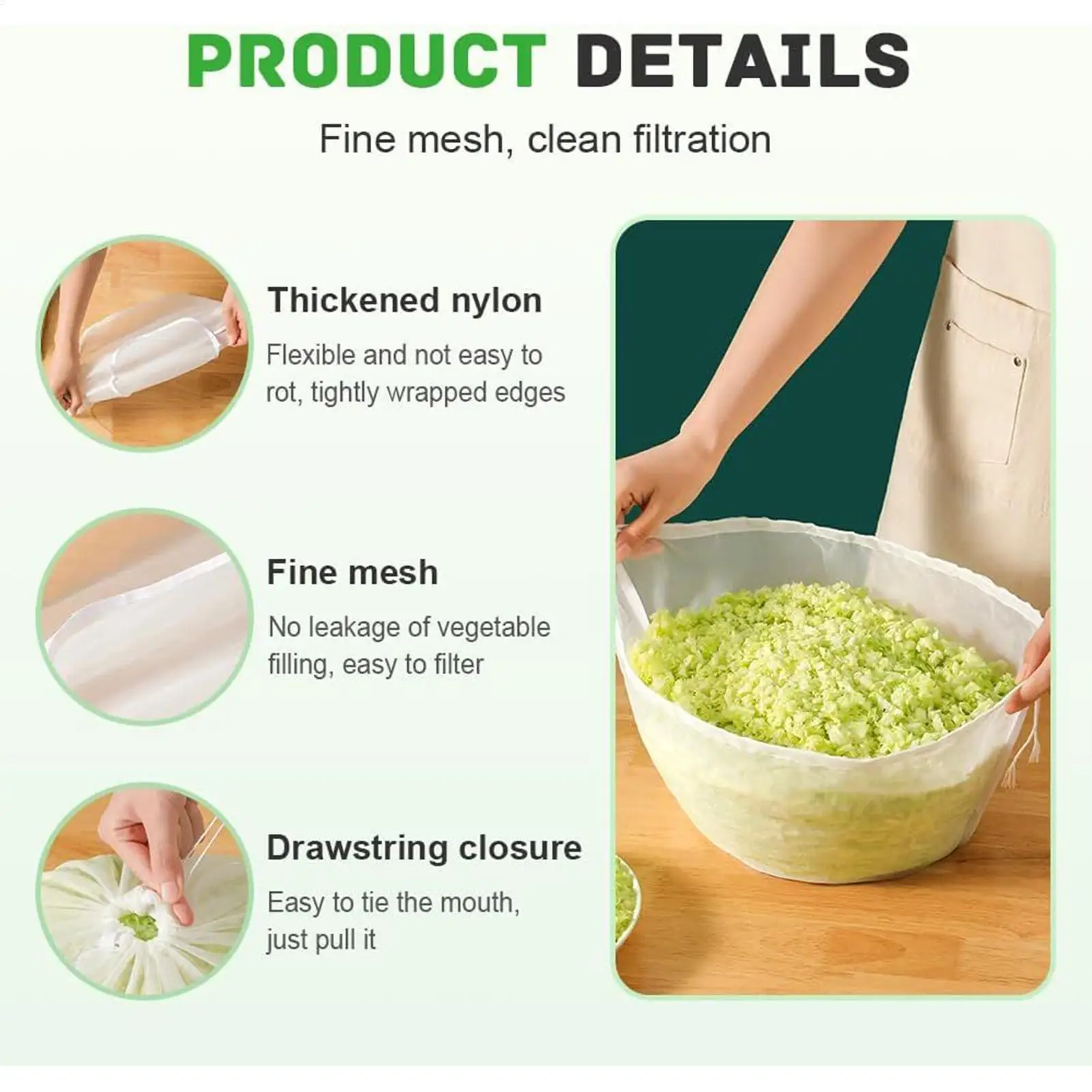 S/M/L Cheese Cloth Bags Fine Mesh Unbleached Juicing Filter Bags Reusable Straining Cloth net For Kitchen Cooking Baking Juicing