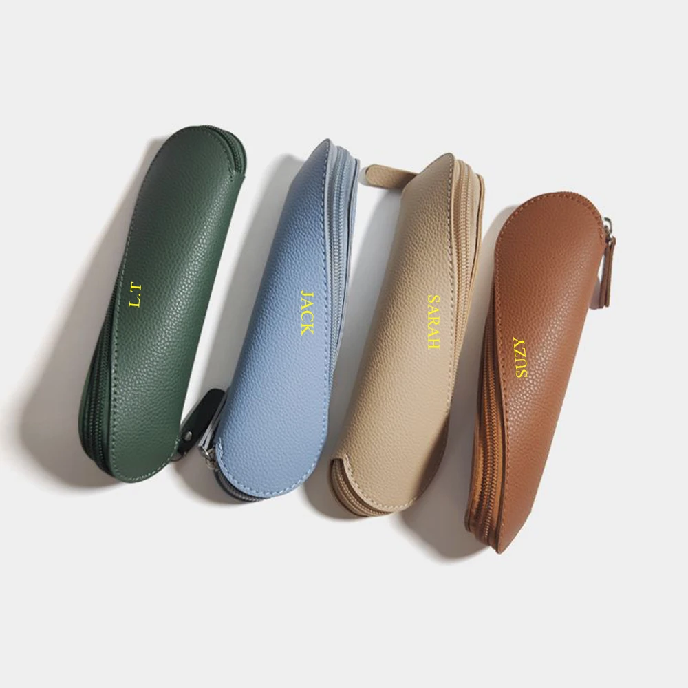 Luxus Leder Benutzerdefinierte Initialen Brillen Taschen Frau Tragbare Schutzhülle Reise Sonnenbrille Fall Gravieren Name Mode Kosmetik Tasche – Detail 12