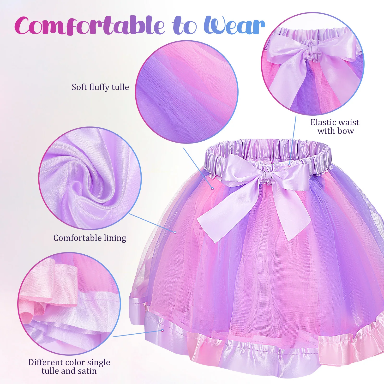 

Girls Tutu Skirt Rainbow Tulle Skirt for Ballet Dance Party Wear Comfortable Princess Tutu for Toddler Little Girl Special