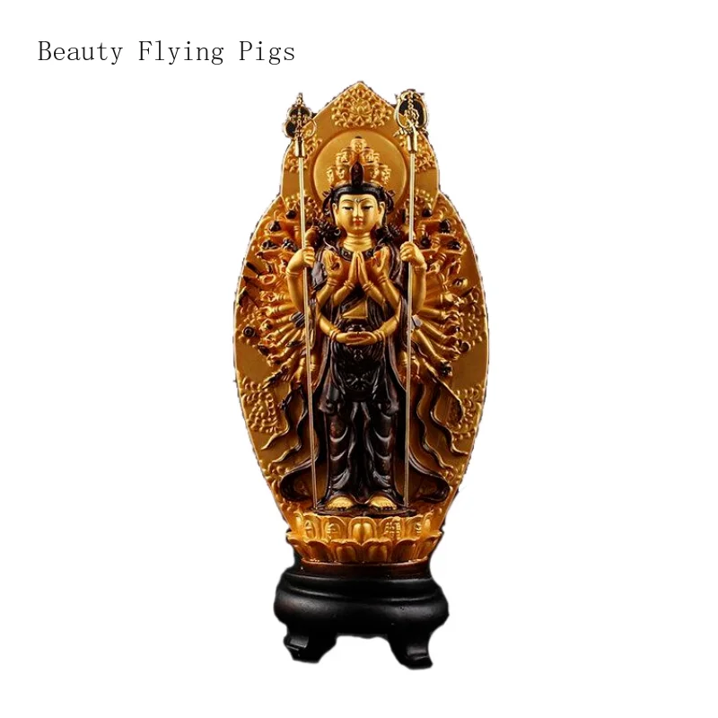 

1PCS resin thousand hands and thousand eyes Guanyin handmade painted small Buddha statue handicraft