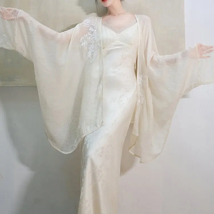 

Ele Bridal Gown Two-Piece Set New Chinese Sle Spring Summer awl Arm Coverage Vintage Sle Wedding Ceremony Clothes