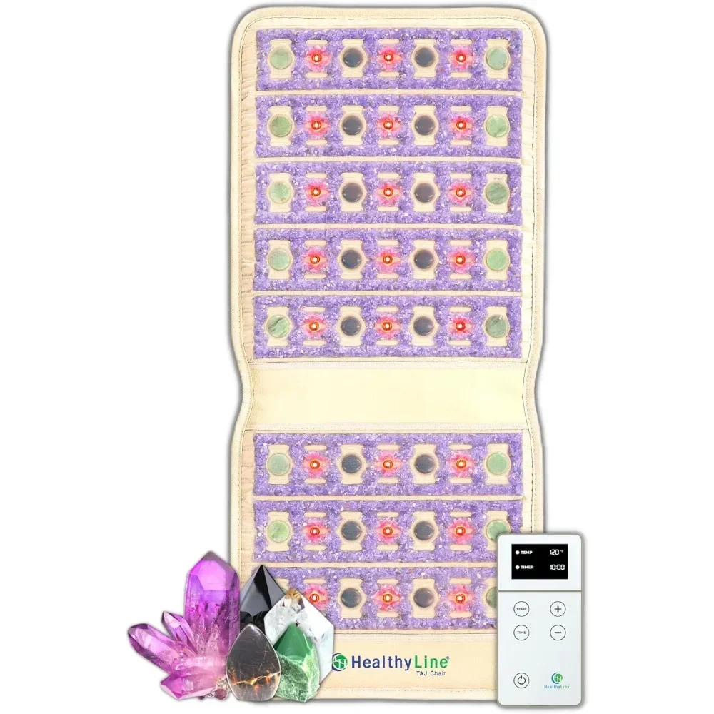 

TAJ Far Infrared Heating Pad - Natural Crystal Gemstones Mat for Back Pain - Electric Auto Shut Off, Electric Blankets