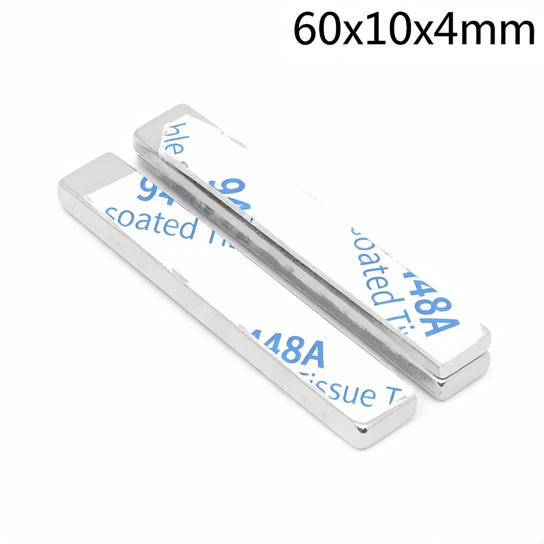 60x10x4mm Block Powerful Magnets Strong Magnet With Glue Tape For Fridge DIY Building Scientific Craft 60*10*4 60x10x4