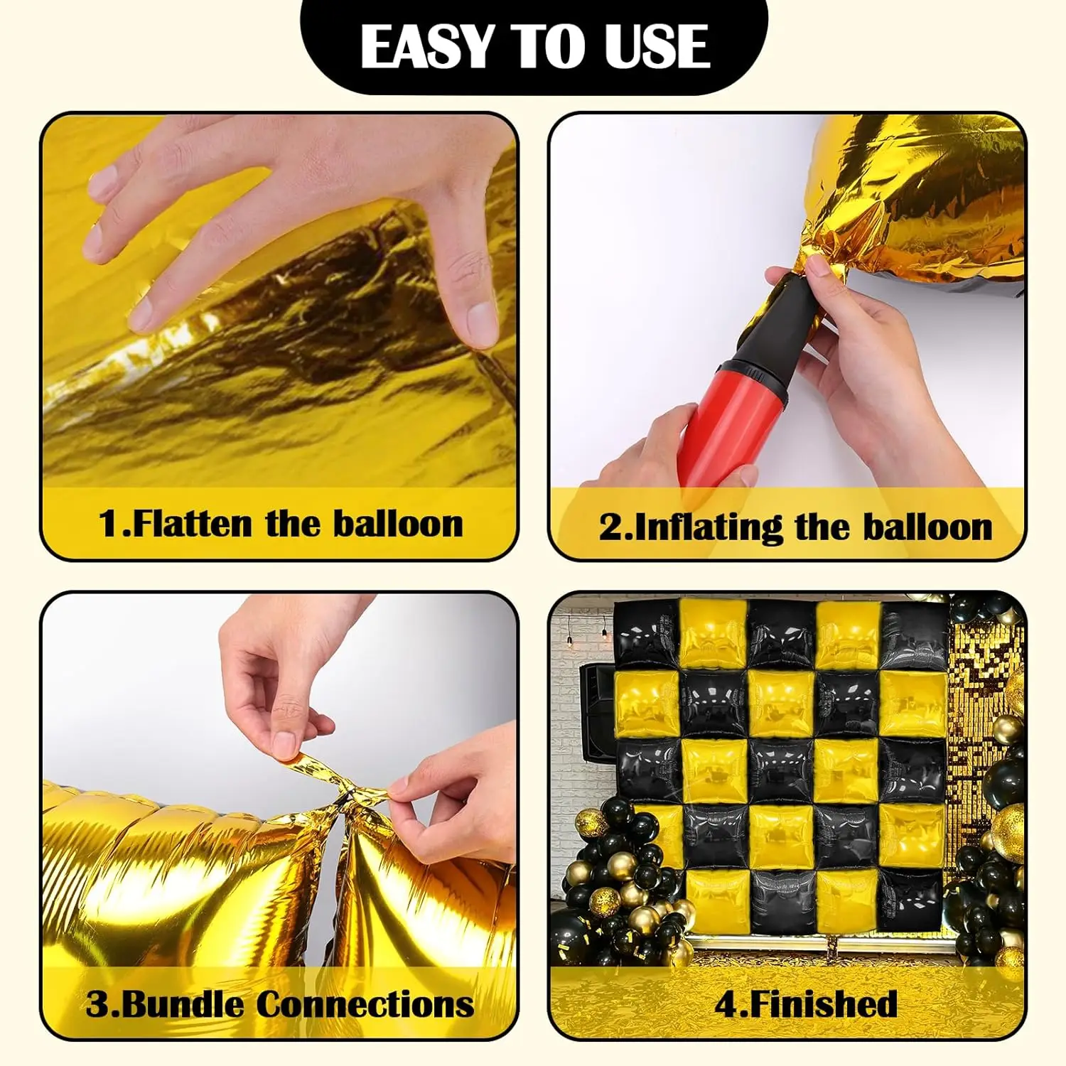 25Pcs Square Foil Balloons Wall Double Sided Balloons for Graduation Birthday Anniversary New Year Party Decoration Supplies