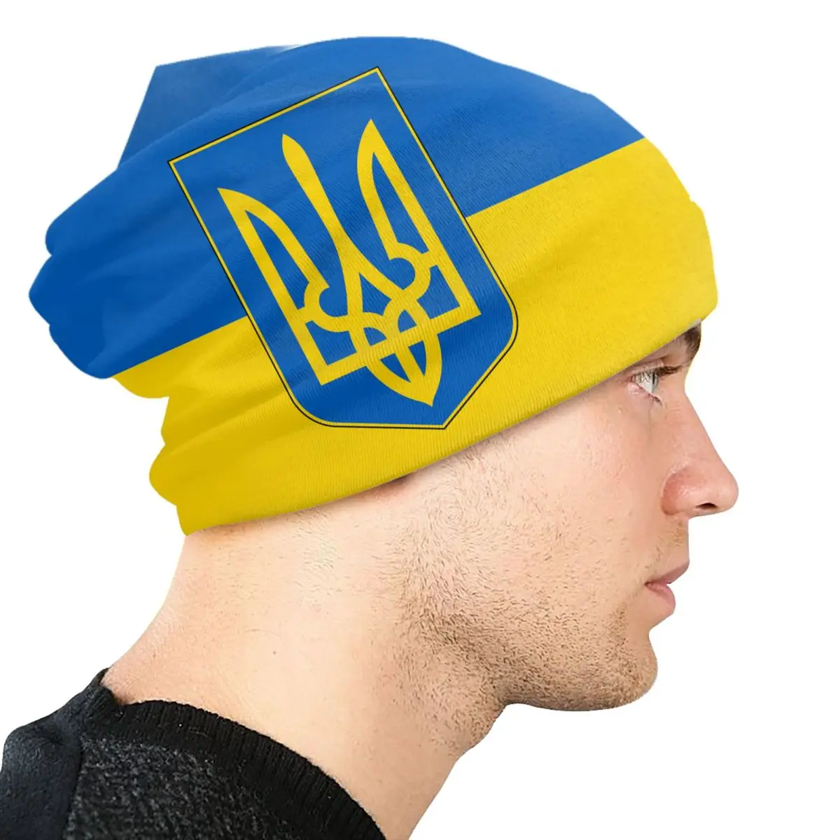 Custom Flag Of Ukraine Skullies Beanies Caps Hip Hop Winter Warm Men Women Knitting Hat Unisex Adult Patriotic Bonnet Hats