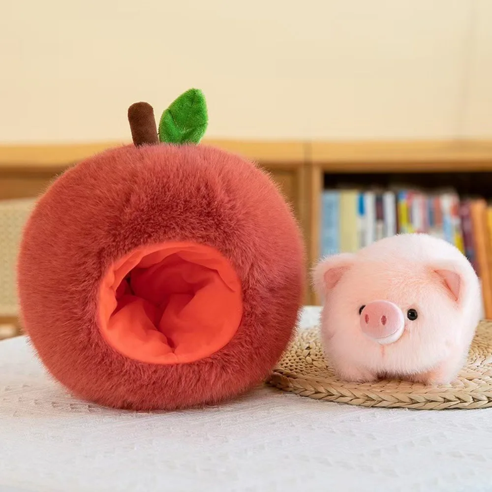 

Cute Stealing Eating Apple Piggy Plush Apple Pig 26/36cm Plush Pillow Stuffed Animal Gift