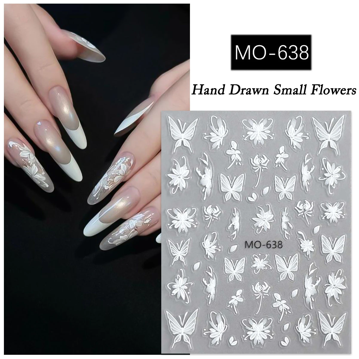 Autocollants pour ongles papillon et fleurs en relief 5D blanc, 3/6 feuilles, autocollants auto-adhésifs Style dentelle féerique pour Nail Art, pour manucure en Gel