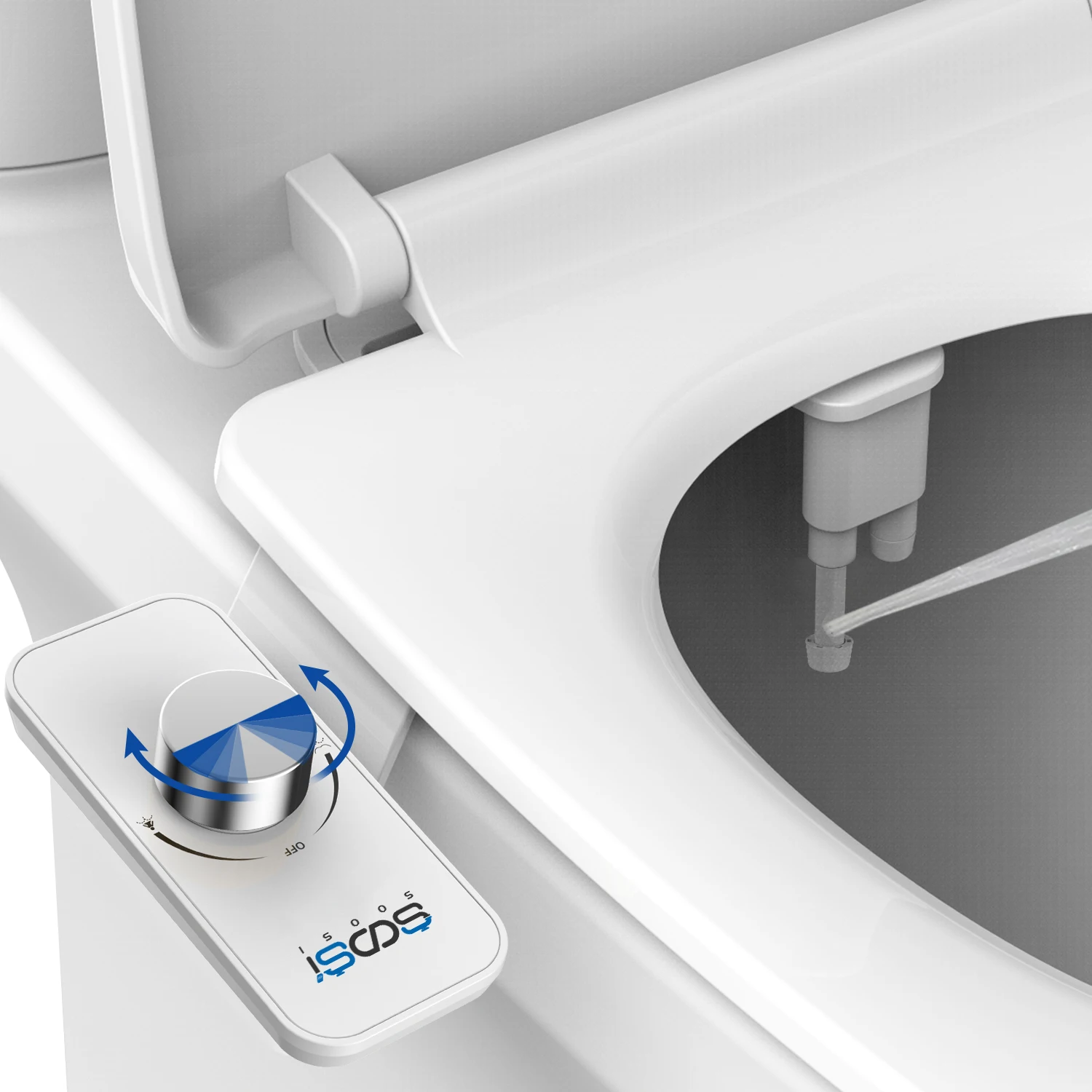 Soosi Nieuwe Ultra-Slanke Niet-Elektrische Wc-Bril Bidet Bevestiging Dubbele Mondstuk Spiraal Verstelbare Waterdruk Ass Sproeier