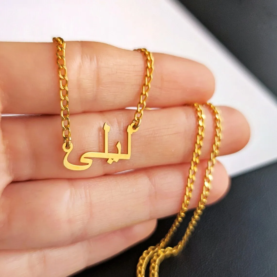 Custom Cuban Chain Arabic Name Necklace Women Girl Jewelry Stainless Steel Farsi Nameplate Pendant Necklace Best Gifts For Her