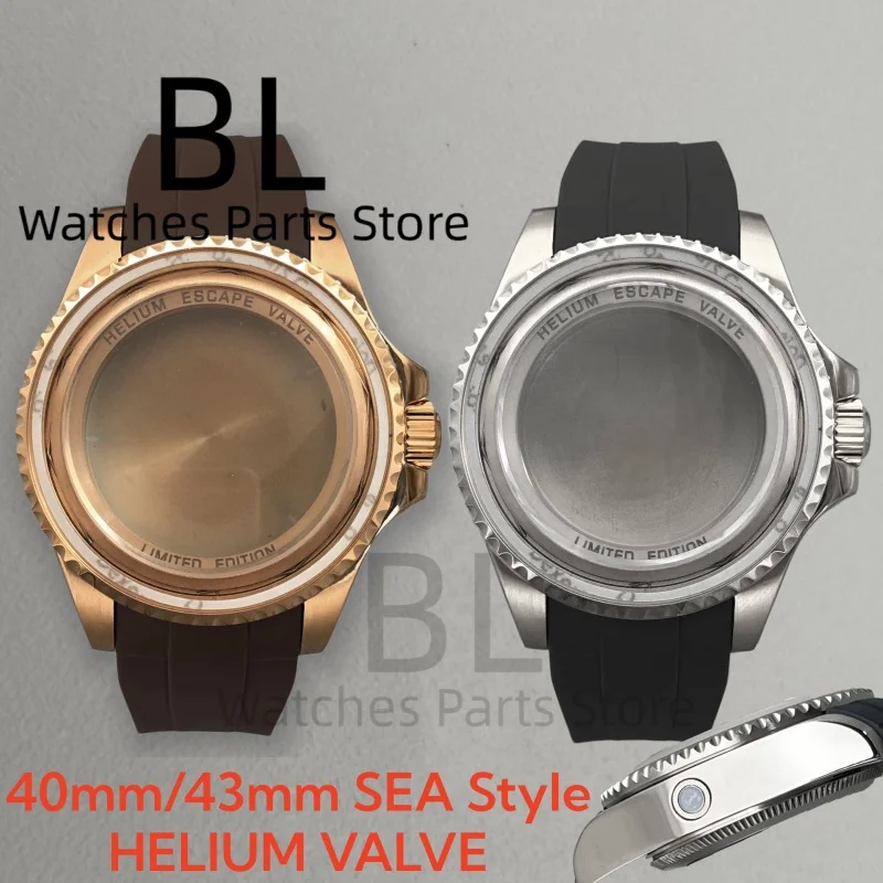 

BLIGER 43MM 10ATM Diver SEA 43mm Watch Case Rubber Strap Sapphire Glass Fit NH35 NH36 NH38 NH34 GMT ETA2824 PT5000 DG3804 Movets