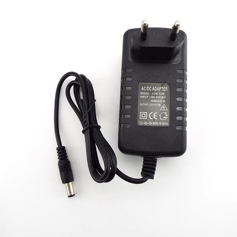 12V 3A plug 3000MA AC 100V-240V DC Charger Adapter Power Supply Converter wall charging Transformer 5.5 for CCTV LED Strip B1