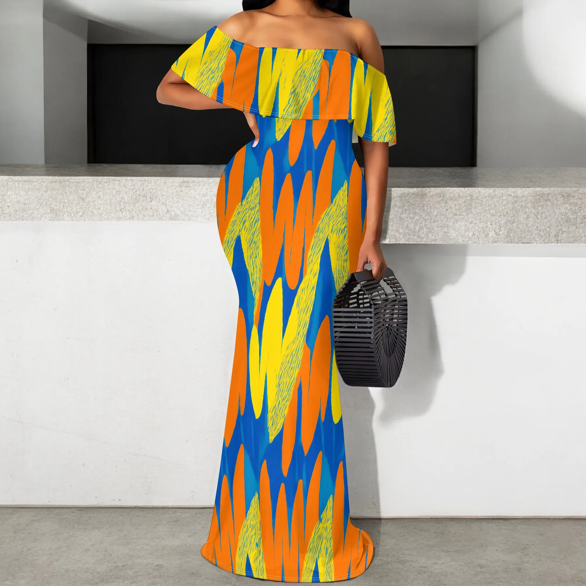 

African Style Dashiki Print Maxi Dress S-3XL Off Shoulder Tribal Party Dress for Women